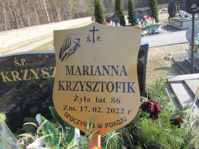 Marianna Krzysztofik 1936 Paradyż - Grobonet - Wyszukiwarka osób pochowanych